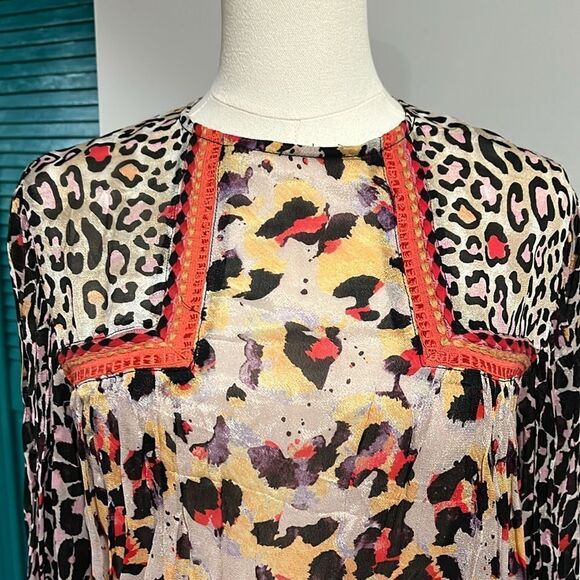 Anthropologie NWOT Bl^nk London Joelle Embroider Leopard peasant blouse XS $128 - Picture 5 of 12